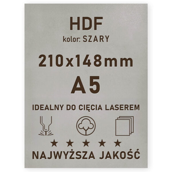 HDF 3mm formatka A5 Szary