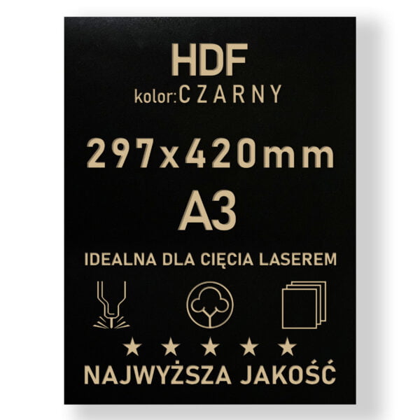 HDF 3mm formatka A3 Czarny