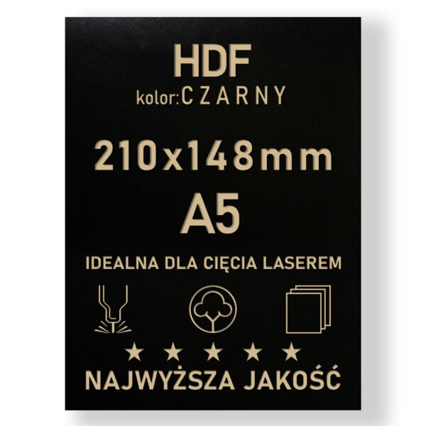 HDF 3mm formatka A5 Czarny