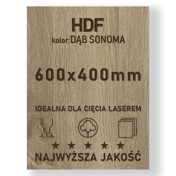 HDF 3mm formatka 600x400 Dąb Sonoma