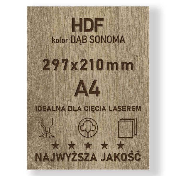 HDF 3mm formatka A4 Dąb Sonoma