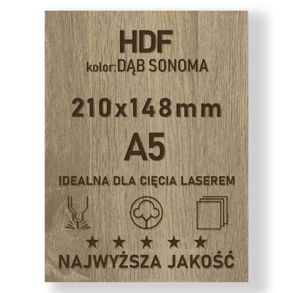 HDF 3mm formatka A5 Dąb Sonoma