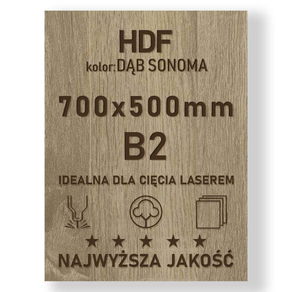 HDF 3mm formatka 700x500 Dąb Sonoma