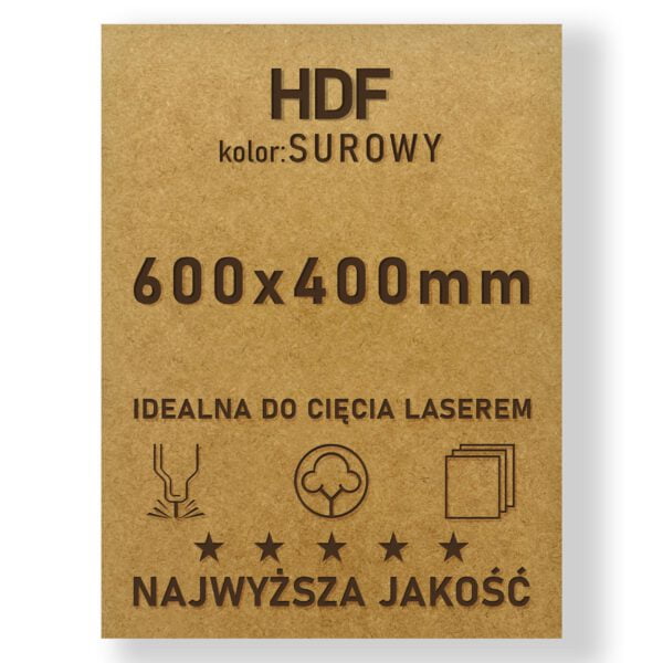 HDF 3mm formatka 600×400 Surowy