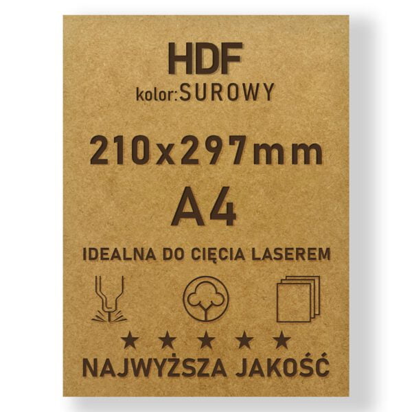 HDF 3mm formatka A4 Surowy