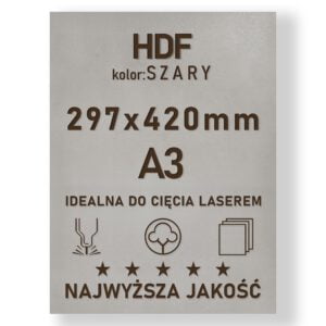 HDF 3mm formatka A3 Szary