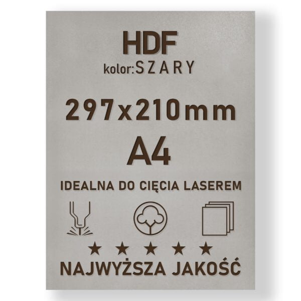 HDF 3mm formatka A4 Szary