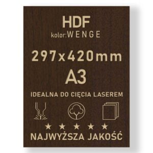 HDF 3mm formatka A3 Wenge