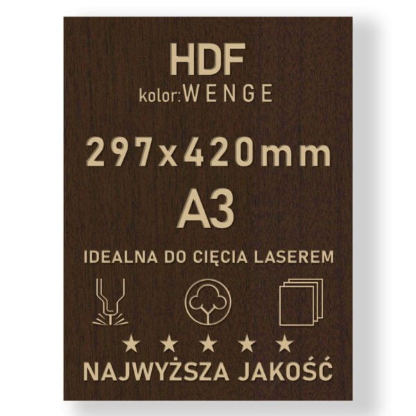 HDF 3mm formatka A3 Wenge