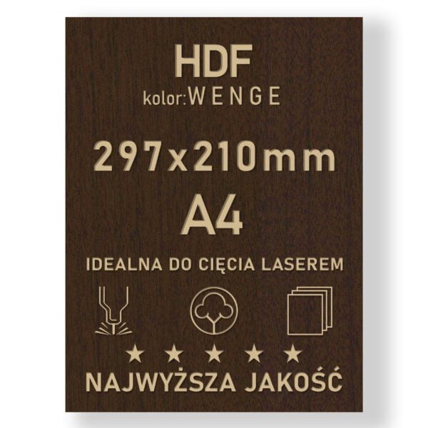 HDF 3mm formatka A4 Wenge
