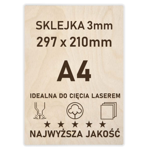 Sklejka 3 mm formatka A4