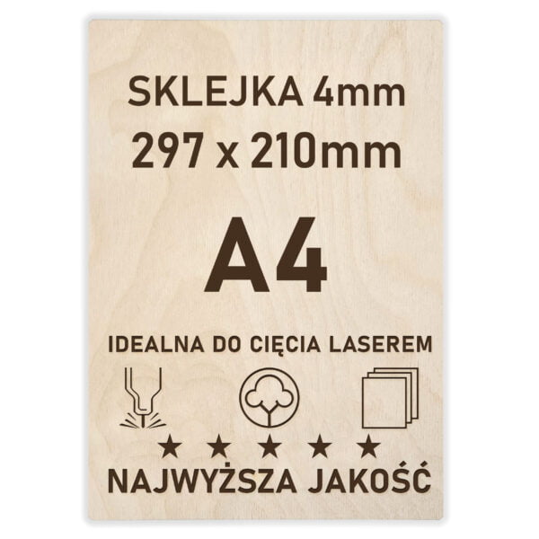 Sklejka 4 mm formatka A4
