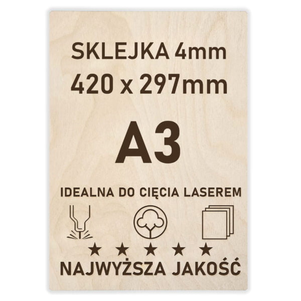 Sklejka 4 mm formatka A3