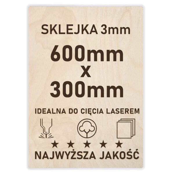 Sklejka 3 mm formatka 600×300 mm