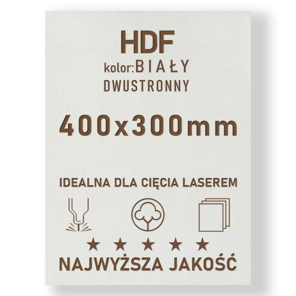 HDF 3mm formatka 400x300 Biały 2str