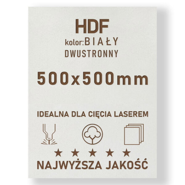 HDF 3mm formatka 500x500 Biały 2str