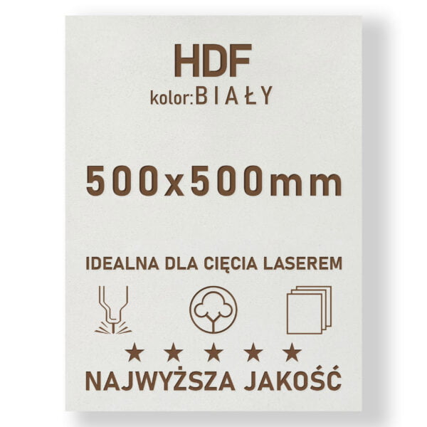 HDF 3mm formatka 500x500 Biały