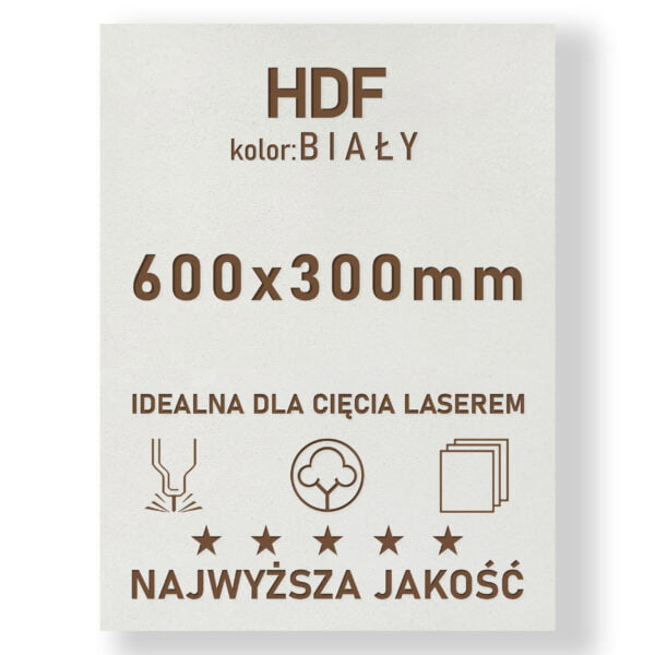 HDF 3mm formatka 600x300 Biały