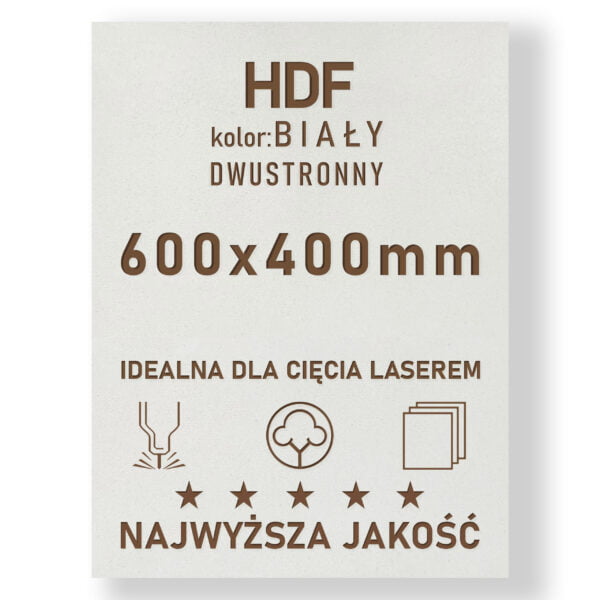 HDF 3mm formatka 600x400 Biały 2str