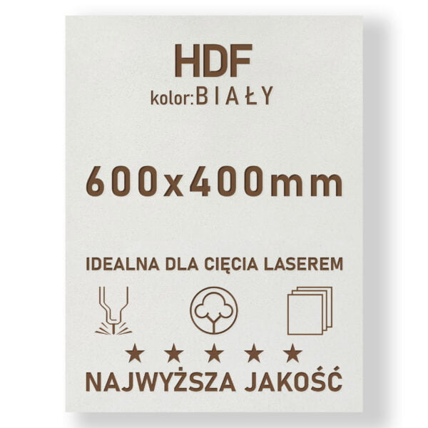 HDF 3mm formatka 600x400 Biały