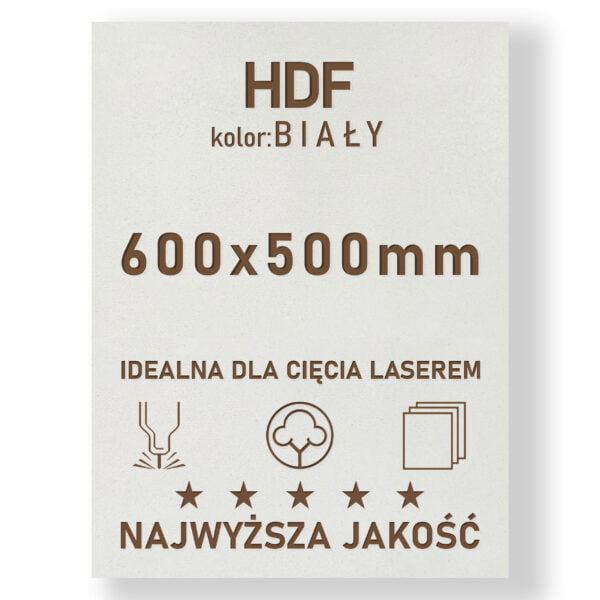 HDF 3mm formatka 600x500 Biały