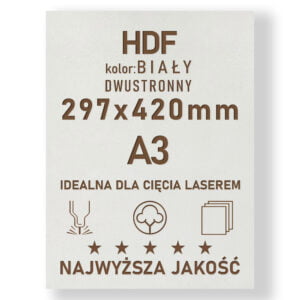 HDF 3mm formatka A3 Biały 2str