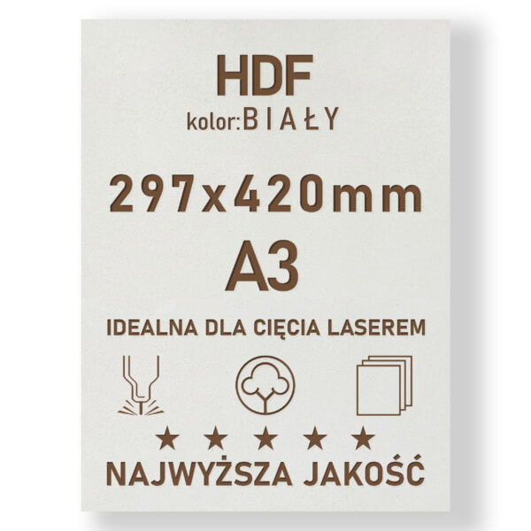 HDF 3mm formatka A3 Biały