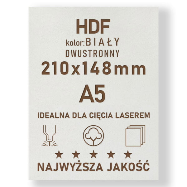 HDF 3mm formatka A5 Biały 2str