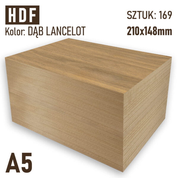 HDF 3mm Pakiet 169 formatek A5 Dąb Lancelot