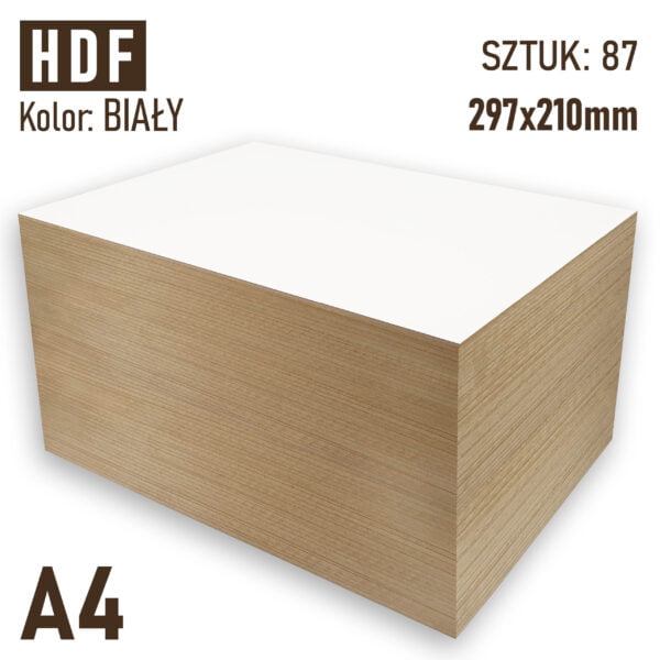 HDF 3mm Pakiet 87 formatek A4 Biały