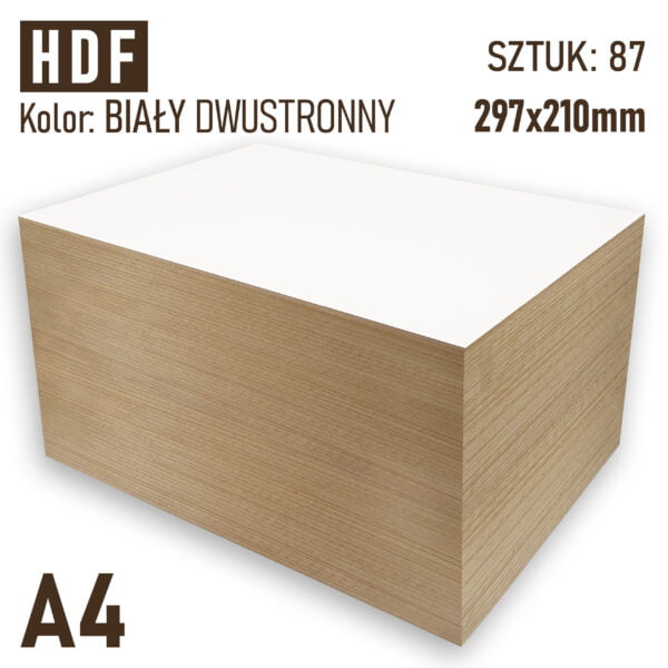 HDF 3mm Pakiet 87 formatek A4 Biały 2str