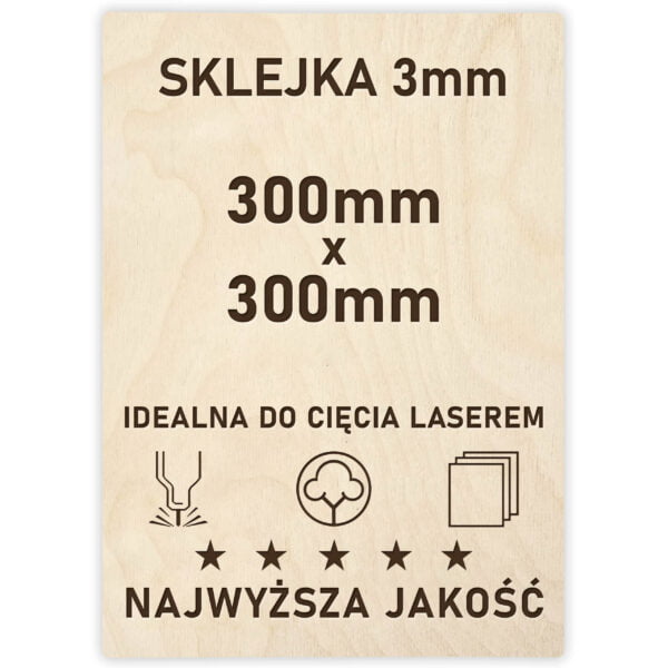 Sklejka Topolowa test 3 mm formatka 300×300 mm