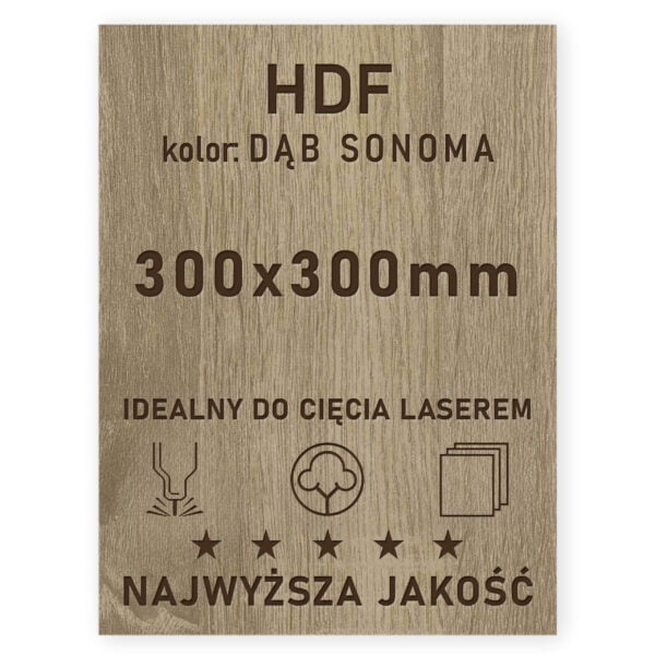 HDF 3mm formatka 300×300 Dąb Sonoma