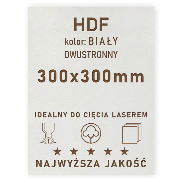 HDF 3mm formatka 300×300 Biały 2str