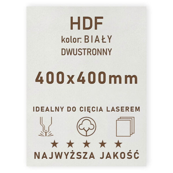 HDF 3mm formatka 400x400 Biały 2str