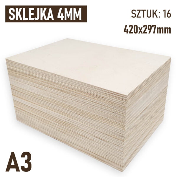 Sklejka 4mm Pakiet 16 formatek A3