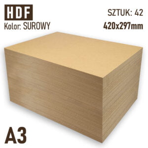 HDF 3mm Pakiet 42 formatek A3 Surowy