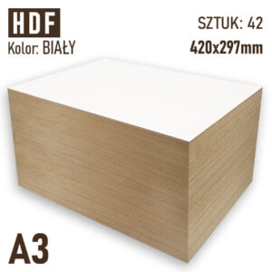 HDF 3mm Pakiet 42 formatek A3 Biały