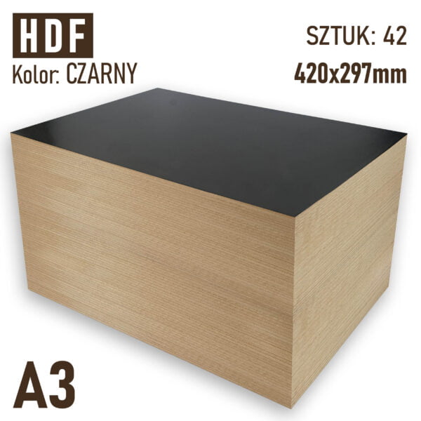 HDF 3mm Pakiet 42 formatek A3 Czarny
