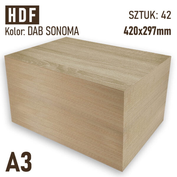 HDF 3mm Pakiet 42 formatek A3 Dąb Sonoma