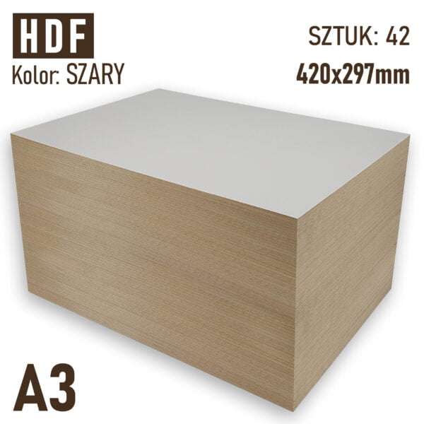 HDF 3mm Pakiet 42 formatek A3 Szary