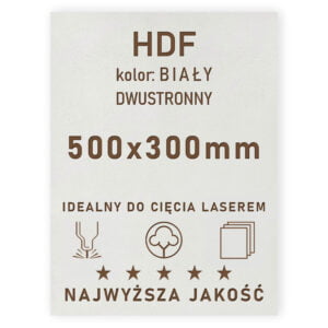 HDF 3mm formatka 500x300 Biały 2str