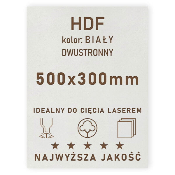 HDF 3mm formatka 500x300 Biały 2str