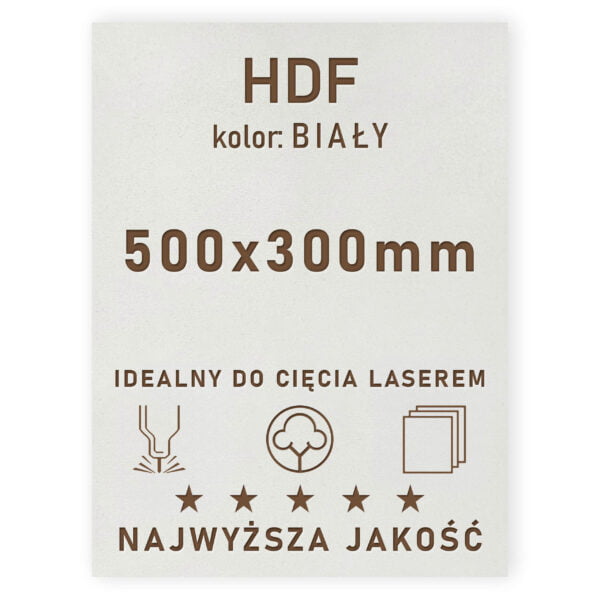 HDF 3mm formatka 500x300 Biały