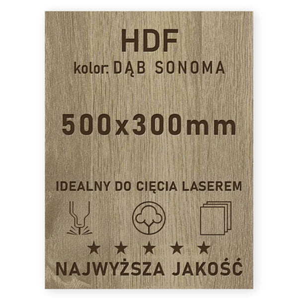 HDF 3mm formatka 500x300 Dąb Sonoma