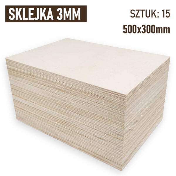 Sklejka 3mm Pakiet 15 formatek 500×300 mm