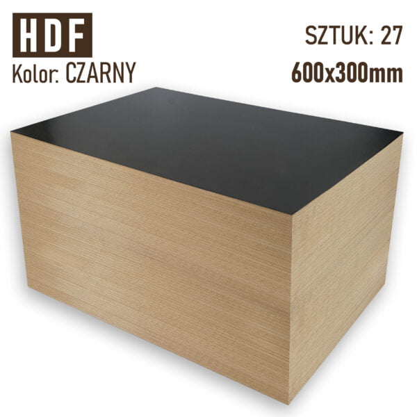 HDF 3mm Pakiet 27 formatek 600×300 Czarny