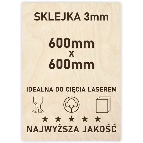 Sklejka 3 mm formatka 600×600 mm