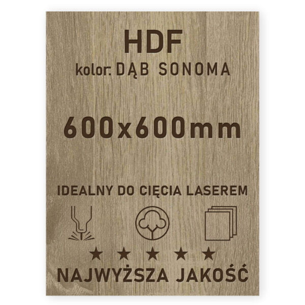 HDF 3mm formatka 600×600 Dąb Sonoma