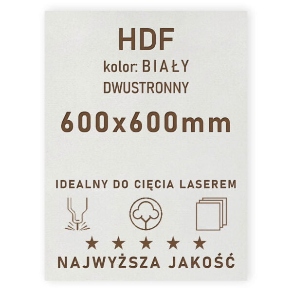 HDF 3mm formatka 600×600 Biały 2str